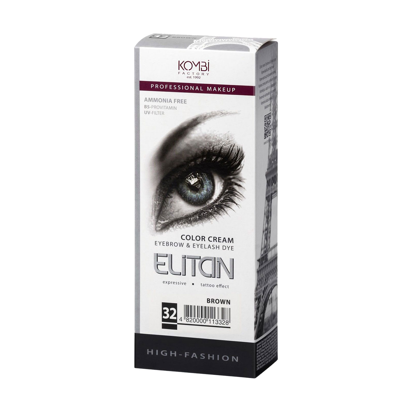 Уцінка! Крем-фарба для брів та вій Elitan Color Cream Eyebrows &amp; Eyelashes 32 Коричневий, 100 мл