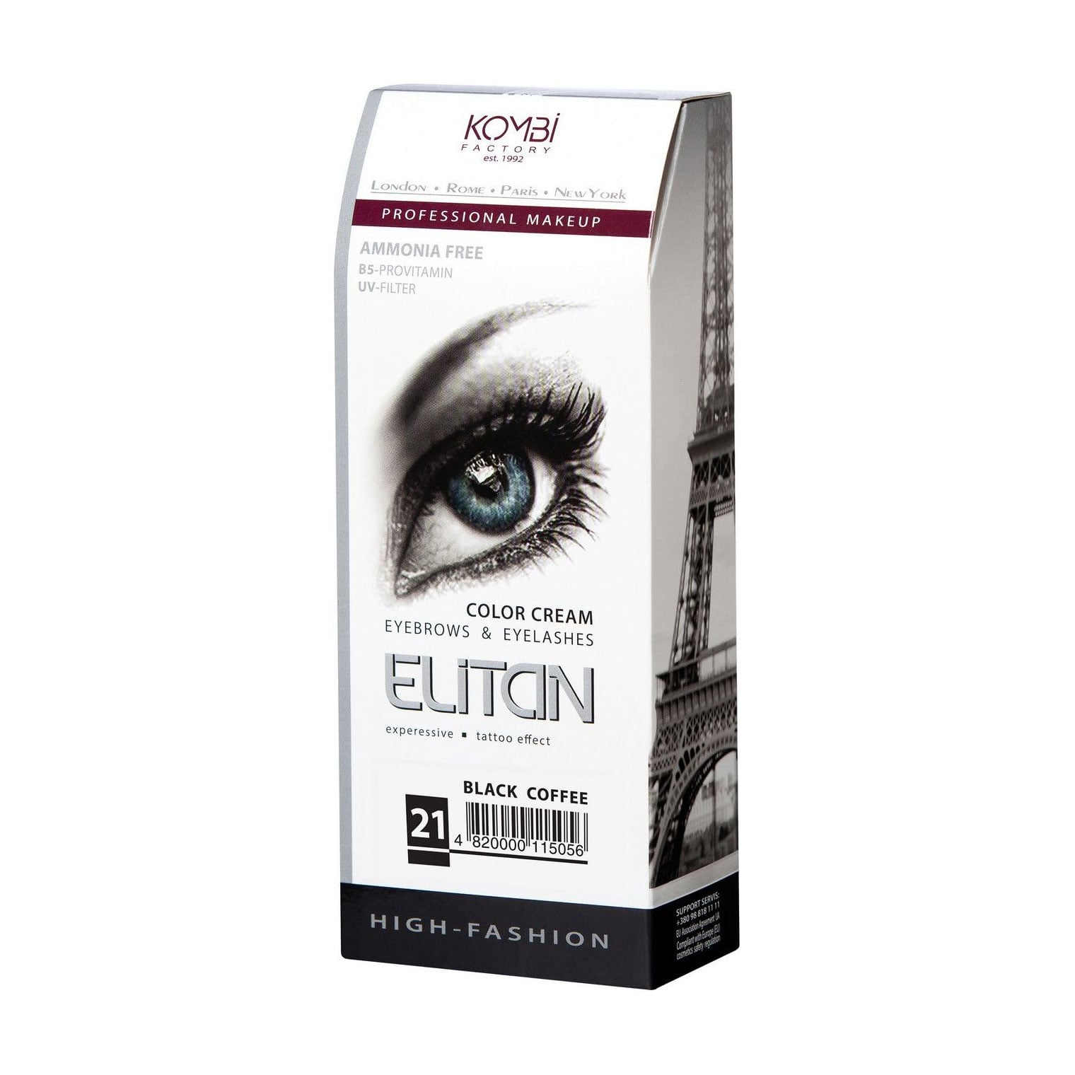Уцінка! Крем-фарба для брів та вій Elitan Color Cream Eyebrows &amp; Eyelashes 21 Чорна кава, 100 мл